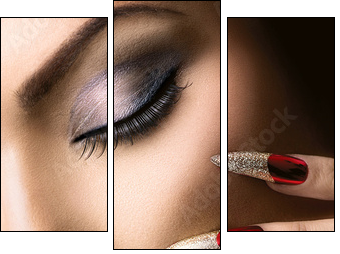 Fashion Beauty Model Girl. Manicure and Make-up  - Obraz trzyczęściowy, Tryptyk