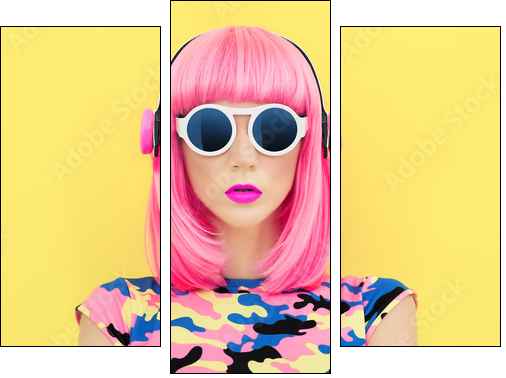 fashion music girl  - Obraz trzyczęściowy, Tryptyk