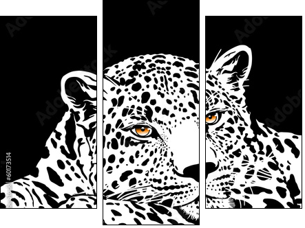 leopard with gold eyes  - Obraz trzyczęściowy, Tryptyk