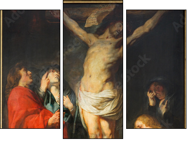 Antwerp - The Crucifixion paint by Jacob Jordaens  - Obraz trzyczęściowy, Tryptyk