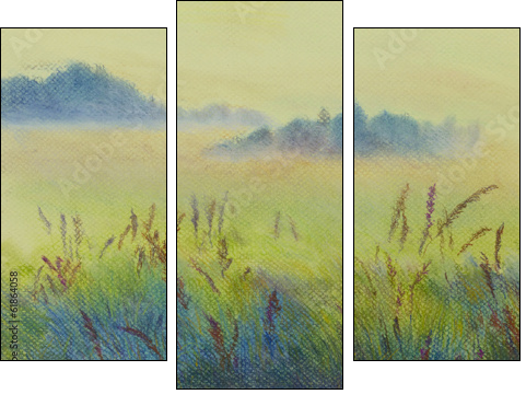 pastel landscape  - Obraz trzyczęściowy, Tryptyk