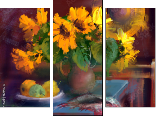 Sunflowers  - Obraz trzyczęściowy, Tryptyk