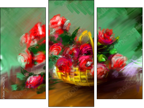 Bouquet of roses  - Obraz trzyczęściowy, Tryptyk