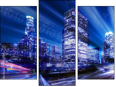 Composite of Los Angeles with binary code  - Obraz trzyczęściowy, Tryptyk