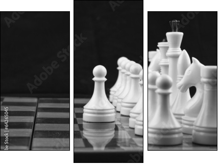 Chess white on black  - Obraz trzyczęściowy, Tryptyk