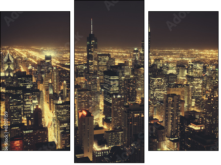 Chicago at Night  - Obraz trzyczęściowy, Tryptyk