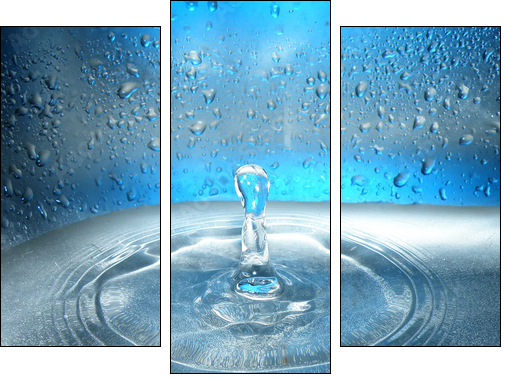 Water drop and splash  - Obraz trzyczęściowy, Tryptyk