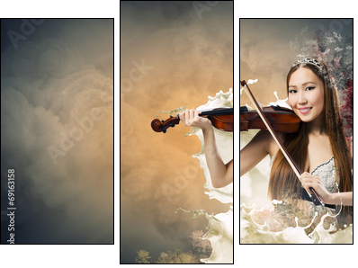 Woman violinist  - Obraz trzyczęściowy, Tryptyk