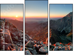 Mountain sunset panorama from peak - Slovakia Tatras  - Obraz trzyczęściowy, Tryptyk