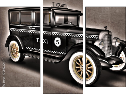 schwarzer Oltimer, PKW, Limousine Taxi, Taxe  - Obraz trzyczęściowy, Tryptyk
