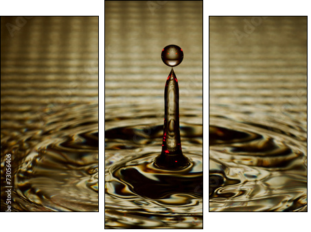 Water Drop Splash with Ripples  - Obraz trzyczęściowy, Tryptyk