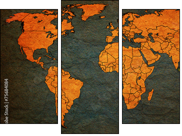 sri lanka territory on world map  - Obraz trzyczęściowy, Tryptyk