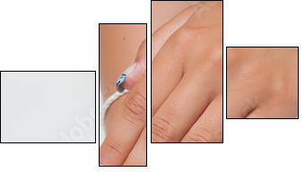 French manicure with zolubym cracelures, cracks on the long square nails  - Obraz czteroczęściowy, Fortyk