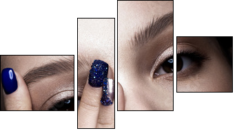 Beautiful girl with art make-up, dark glitter lips design and manicured nails. beauty face. Photos shot in studio - Obraz czteroczęściowy, Fortyk