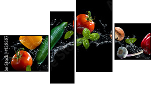 Vegetables water splash - Obraz czteroczęściowy, Fortyk