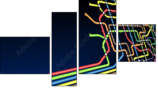 Kolejka podmiejska – graficzna siatka połączeń metra
 - Obraz czteroczęściowy, Fortyk