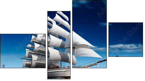 Samotny statek – biały żagiel na oceanie finansjery - Obraz czteroczęściowy, Fortyk