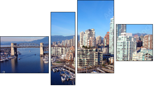 Kanada: malowniczy port w Vancouver 
 - Obraz czteroczęściowy, Fortyk