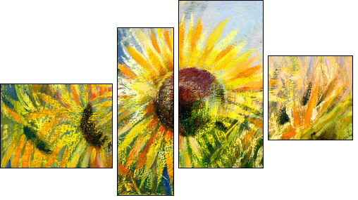 Sunflowers  - Obraz czteroczęściowy, Fortyk