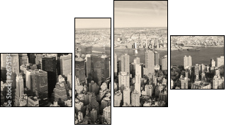 Manhattan z lotu ptaka – panorama w stylu vintage
 - Obraz czteroczęściowy, Fortyk