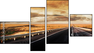 panorama drogi w zachmurzony dzień
 - Obraz czteroczęściowy, Fortyk