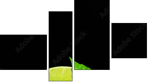 Lime on a black background  - Obraz czteroczęściowy, Fortyk