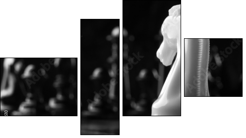 white knight chess piece  - Obraz czteroczęściowy, Fortyk