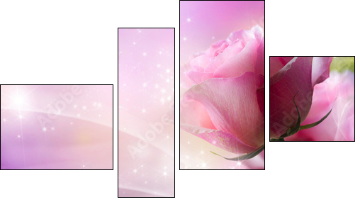 Roses Art Design. Invitation Card  - Obraz czteroczęściowy, Fortyk