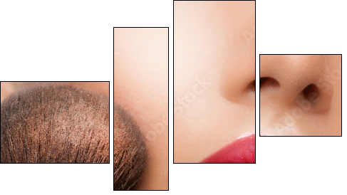 Make-up closeup. Cosmetic Powder Brush. Perfect Skin  - Obraz czteroczęściowy, Fortyk