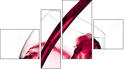Czerwone wino wlewane do kieliszka - Obraz czteroczęściowy, Fortyk