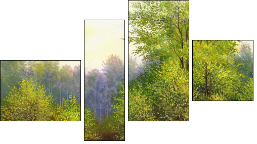 beautiful summer landscape, canvas, oil  - Obraz czteroczęściowy, Fortyk