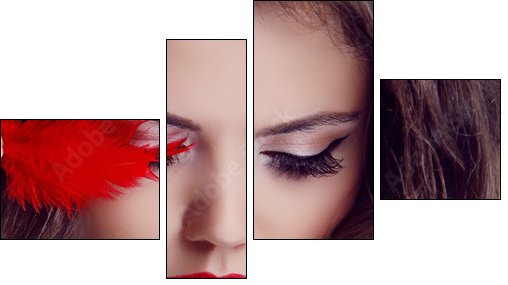 Fashion woman Beauty Portrait. Red Lips  - Obraz czteroczęściowy, Fortyk
