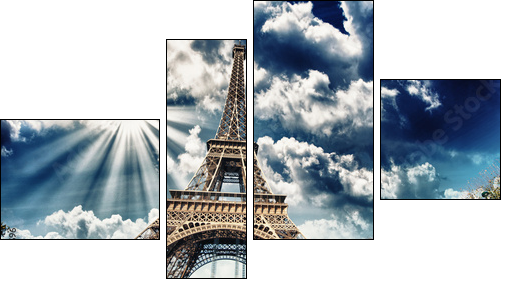 Wonderful view of Eiffel Tower in all its magnificence - Paris  - Obraz czteroczęściowy, Fortyk