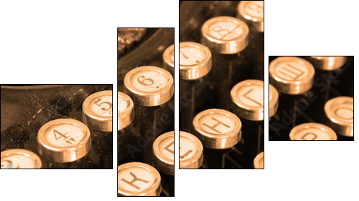 Zabytkowa maszyna do pisania – zbliżenie
 - Obraz czteroczęściowy, Fortyk