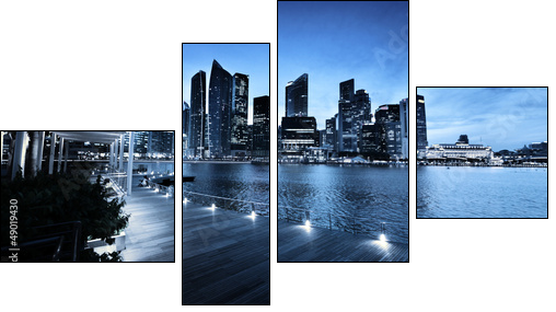 Singapore city in sunset time  - Obraz czteroczęściowy, Fortyk