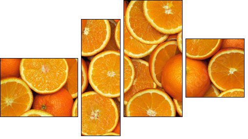 Pomarańczowe plasterki – cytrusy na maksa - Obraz czteroczęściowy, Fortyk