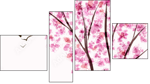 Spring blooming tree  - Obraz czteroczęściowy, Fortyk