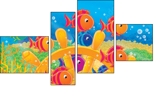 Kolorowe rybki za sterem – podwodna zabawa
 - Obraz czteroczęściowy, Fortyk