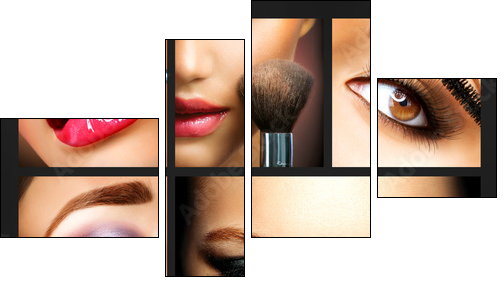 Makeup Collage. Professional Make-up Details. Makeover  - Obraz czteroczęściowy, Fortyk
