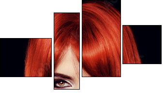 Hair. Healthy Straight Long Red Hair. Fashion Beauty Model. Sexy  - Obraz czteroczęściowy, Fortyk