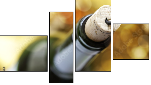 Cork screw and wine bottle  - Obraz czteroczęściowy, Fortyk
