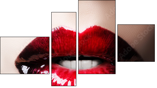 Passionate red lips  - Obraz czteroczęściowy, Fortyk