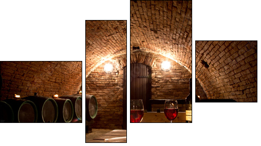 Wine cellar  - Obraz czteroczęściowy, Fortyk
