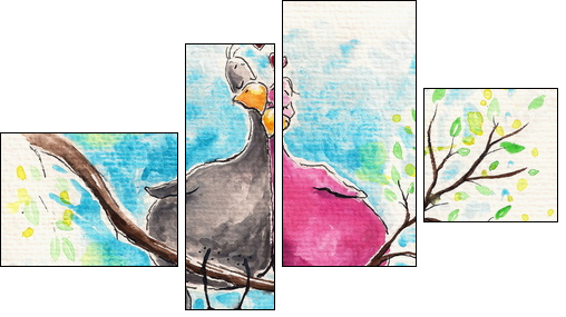 Birds in love  - Obraz czteroczęściowy, Fortyk