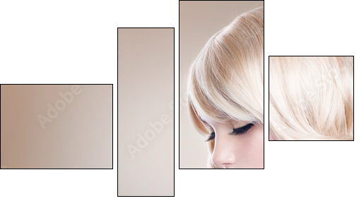 Blonde Woman Portrait. Beautiful Blond Girl with Long Wavy Hair  - Obraz czteroczęściowy, Fortyk