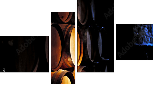 Barrel of wine in winery.  - Obraz czteroczęściowy, Fortyk
