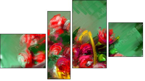 Bouquet of roses  - Obraz czteroczęściowy, Fortyk