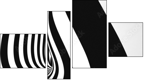 Black and White Stripes Projection on Torus.  - Obraz czteroczęściowy, Fortyk