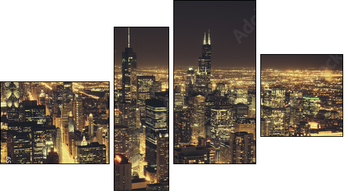 Chicago at Night  - Obraz czteroczęściowy, Fortyk