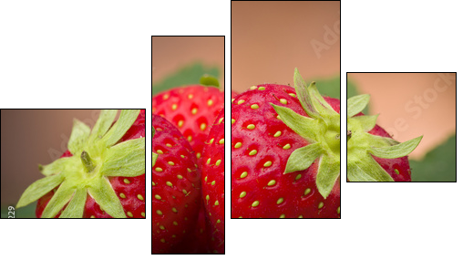 Fresh Strawberry close up on the wood  - Obraz czteroczęściowy, Fortyk